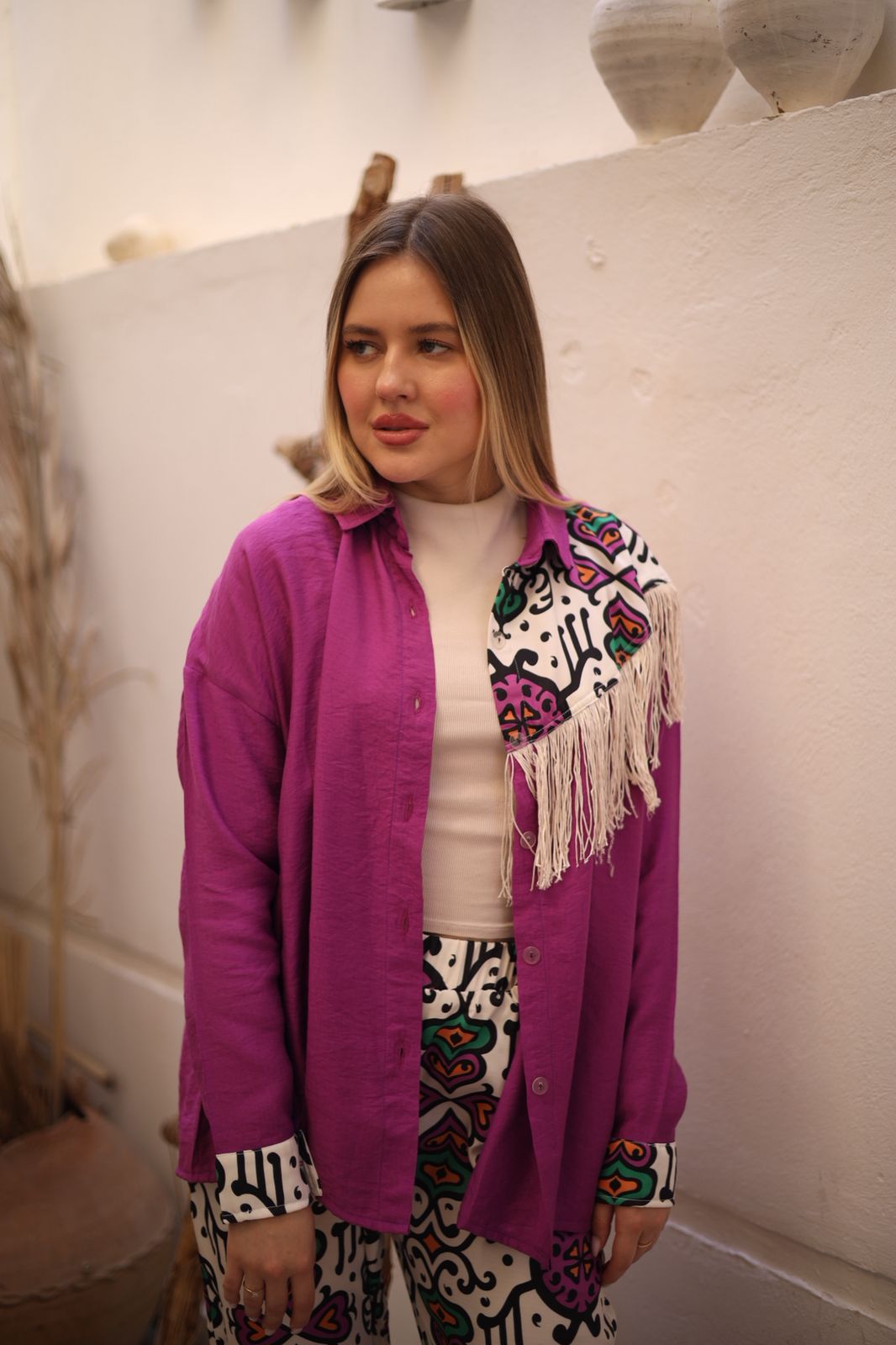 linen shirt with fringes