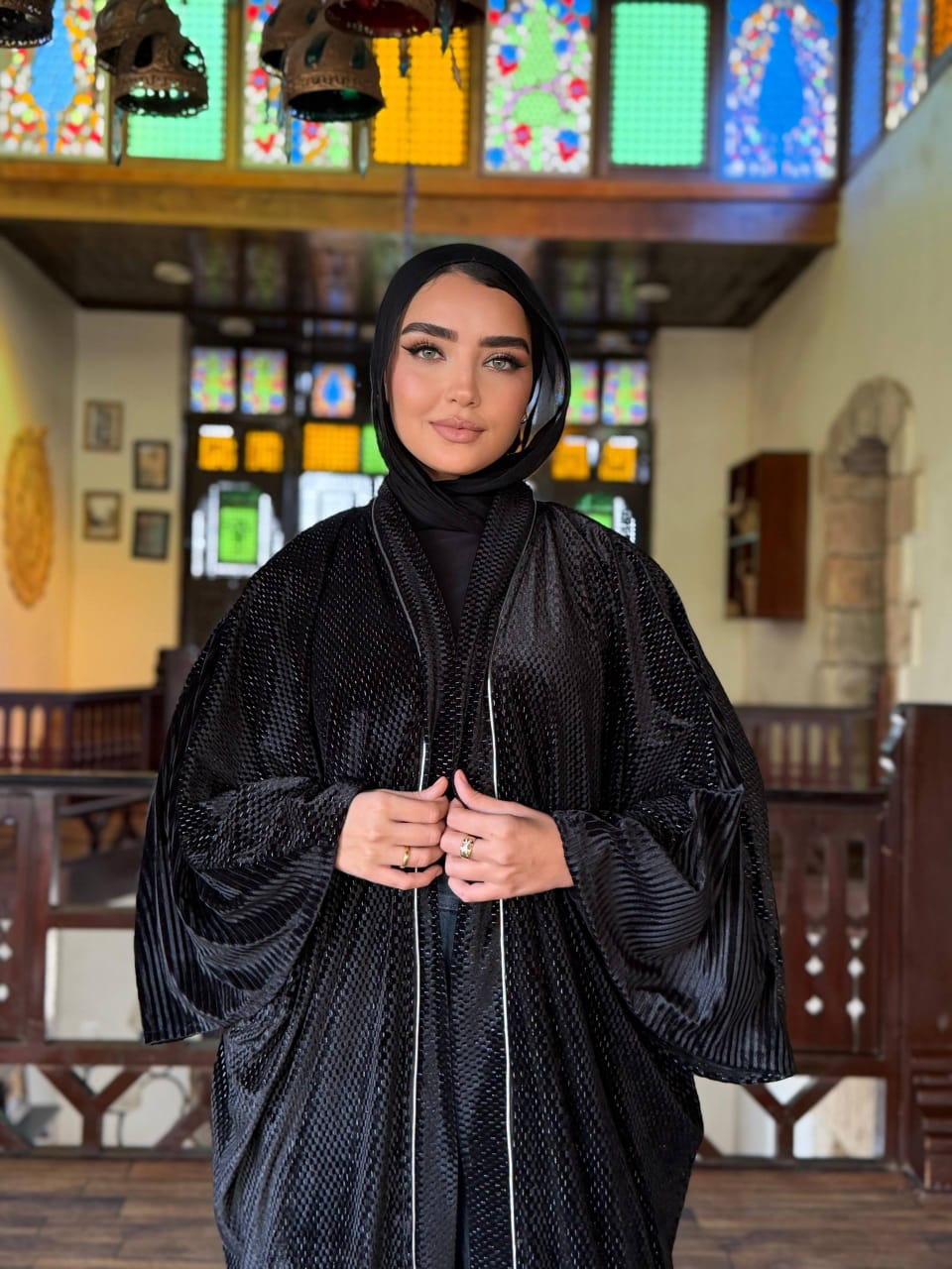 Black in silver velvet Kaftan