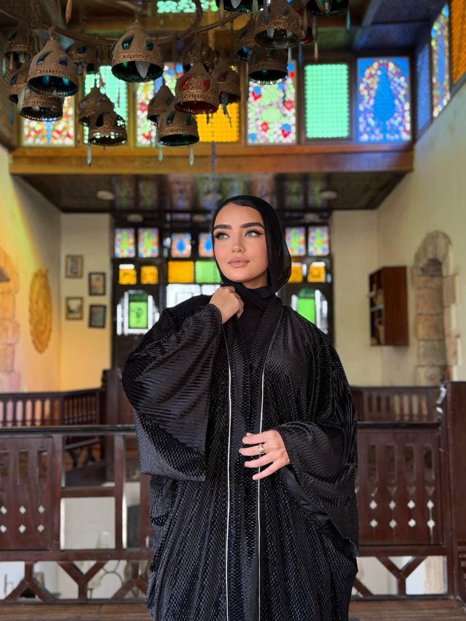 Black in silver velvet Kaftan