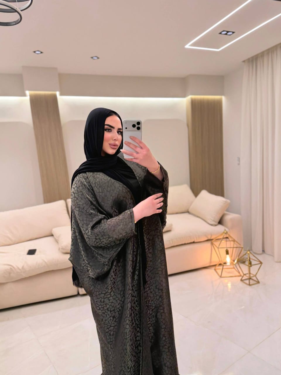 Elegance meets tradition in our Dark green soft silk Kaftan