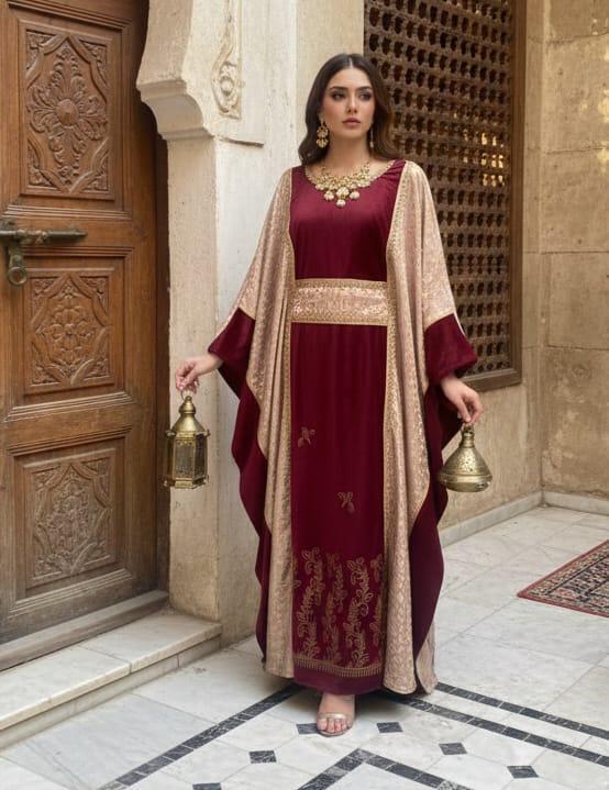 A closed butterfly abaya