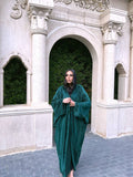 Satin Plissé kaftan Green
