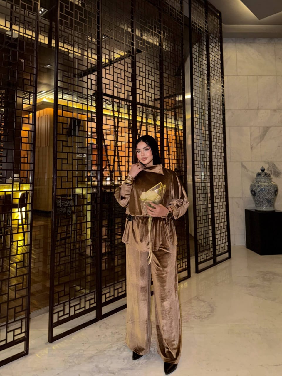 Brown oxide velvet suit