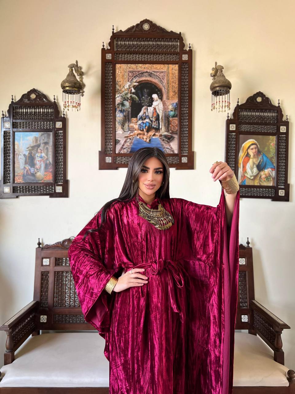 Maroon Velvet Kaftan