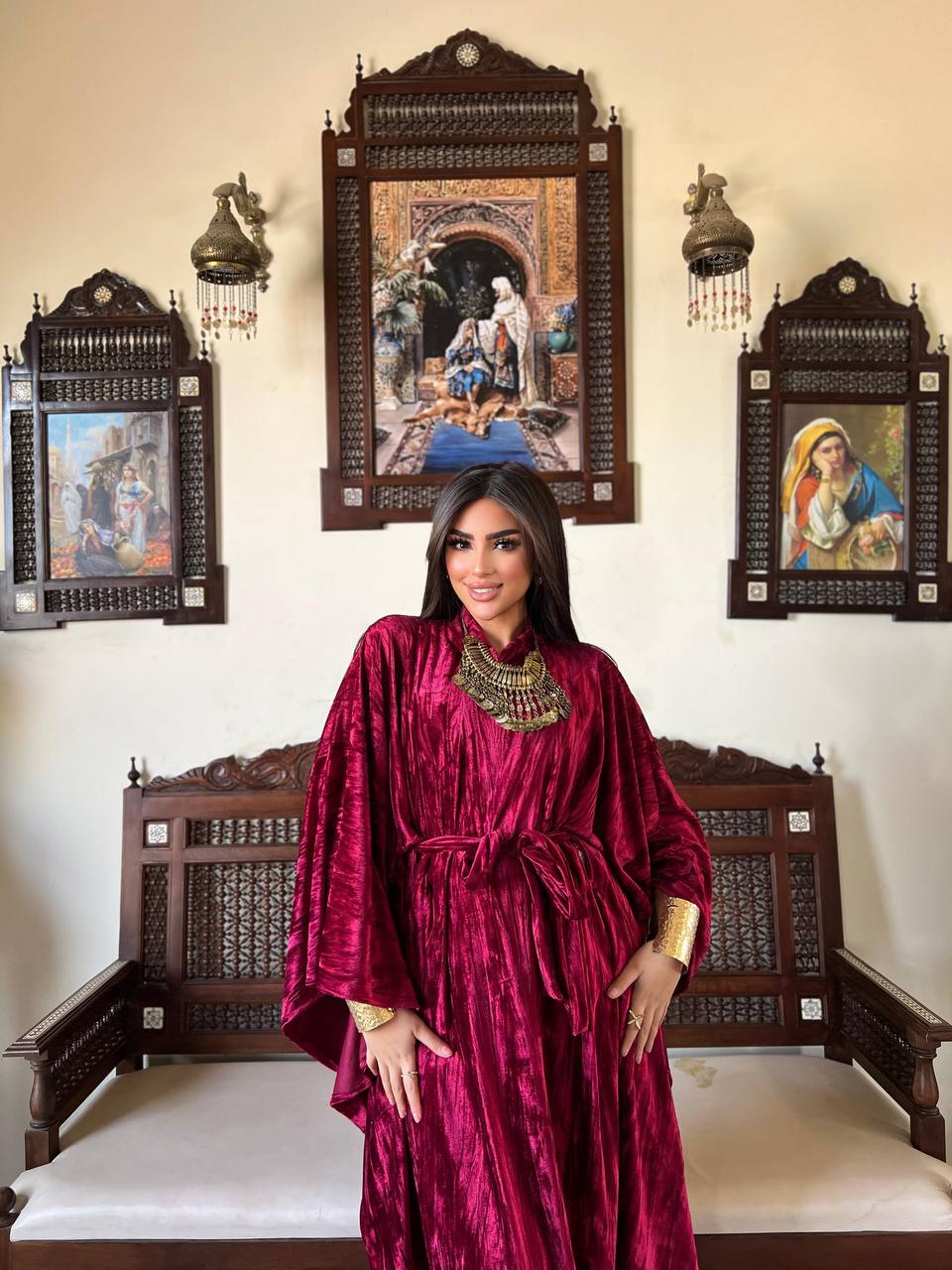 Maroon Velvet Kaftan