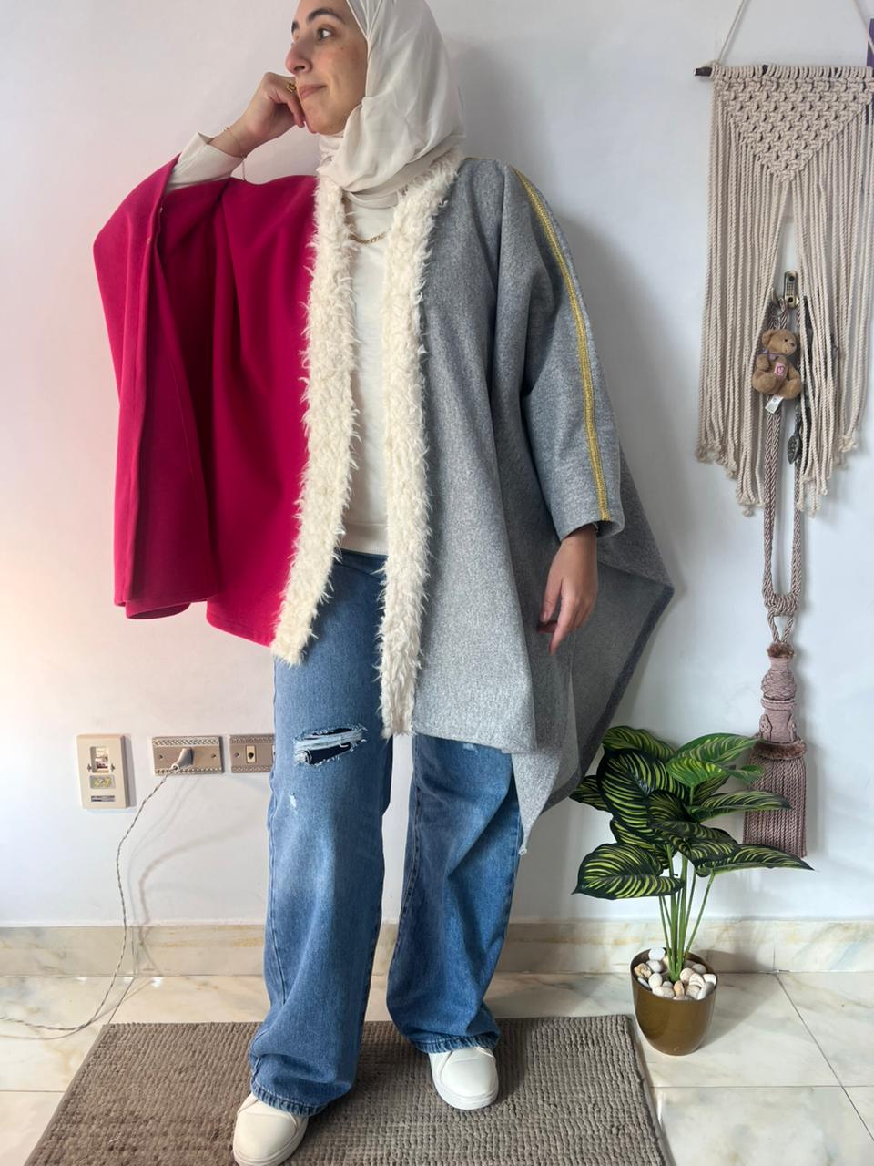 Winter wool poncho